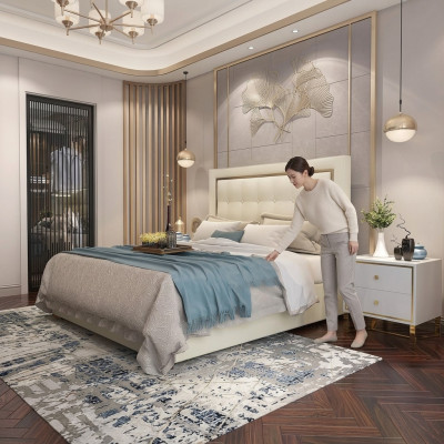 Łóżko Podkładka Design Luksusowe podwójne łóżko hotelowe Małżeństwo 180x200cm Sleep Pokój Metal