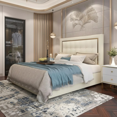 Łóżko Podkładka Design Luksusowe podwójne łóżko hotelowe Małżeństwo 180x200cm Sleep Pokój Metal