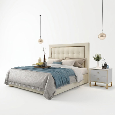 Łóżko Podkładka Design Luksusowe podwójne łóżko hotelowe Małżeństwo 180x200cm Sleep Pokój Metal