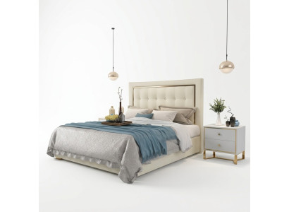 Łóżko Podkładka Design Luksusowe podwójne łóżko hotelowe Małżeństwo 180x200cm Sleep Pokój Metal