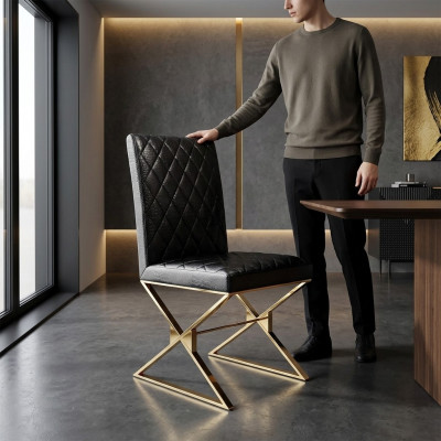 Krzesło 1x Jadalnia Pokój Club Krzesła Krzesło Tapicerowane Fotel Metal Lounge Designer Nowe