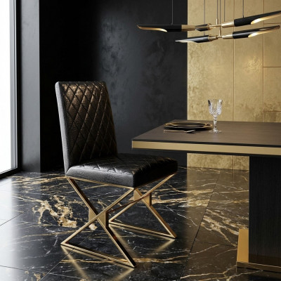 Krzesło 1x Jadalnia Pokój Club Krzesła Krzesło Tapicerowane Fotel Metal Lounge Designer Nowe