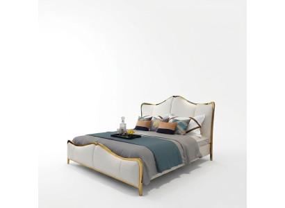Łóżko Podkładka Design Luksusowe Dwuosobowe łóżko Hotelowe Małżeństwo 180x200cm Sleep Pokój Skóra