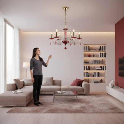 żyrandol Lampa w stylu antycznym, osłona na czerwone światło Lampy żyrandol Lampa kryształ