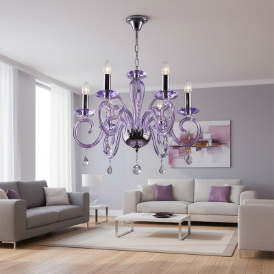 Bohemia Nowoczesne żyrandol Lekkie lampy sufitowe żyrandol kryształ Mauve Lampa