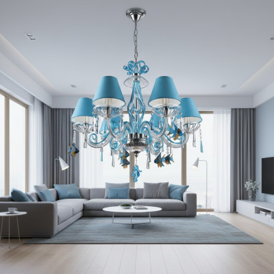 Bohemia Nowoczesne żyrandol Lekkie lampy sufitowe żyrandol kryształ Blue Lampa