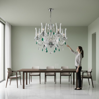 Lampy sufitowe Design Bohemia żyrandol Niebieskie lampy kryształowe Lampa
