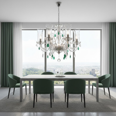 Lampy sufitowe Design Bohemia żyrandol Niebieskie lampy kryształowe Lampa