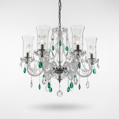 Lampy sufitowe Design Bohemia żyrandol Niebieskie lampy kryształowe Lampa