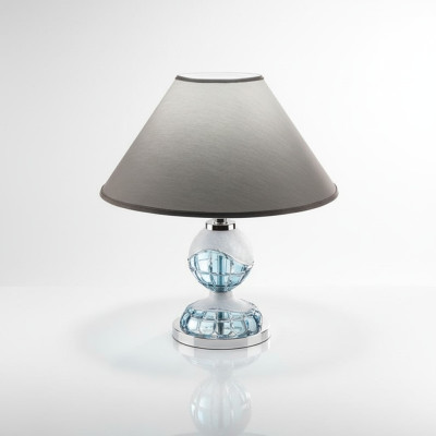 Lampa stołowa w stylu antycznym, korona, kryształ, lampy, światła