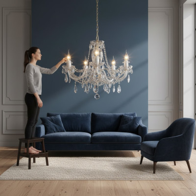 -Kryształowy żyrandol Luster Wisząca lampa Oświetlenie Oprawa Lampa Żyrandol Bohemia