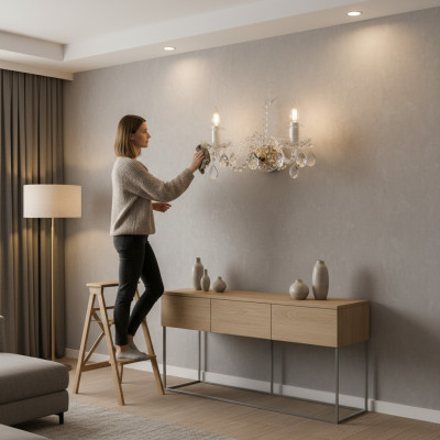 -Żyrandol naścienny w stylu antycznym Bohemia, lampa ścienna, lampa, świecznik naścenny