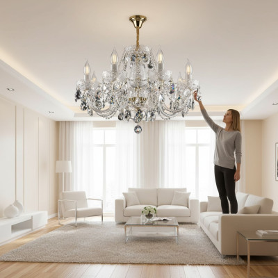 XXL Lampa 8x Lampy Żyrandol Pałac Wila Lampy Kryształowe Żyrandol