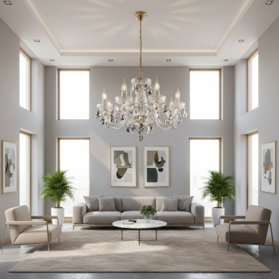 XXL Lampa 8x Lampy Żyrandol Pałac Wila Lampy Kryształowe Żyrandol