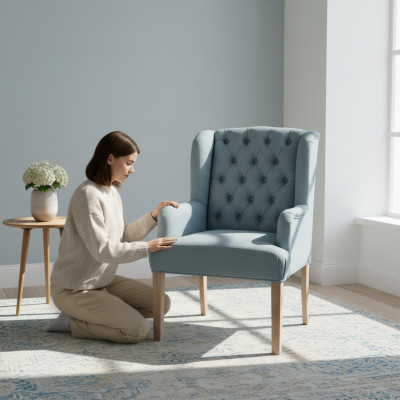 Blue Chesterfield Krzesło Wyposażenie hotelu miejsce do siedzenia Podkładka Krzesło fotel