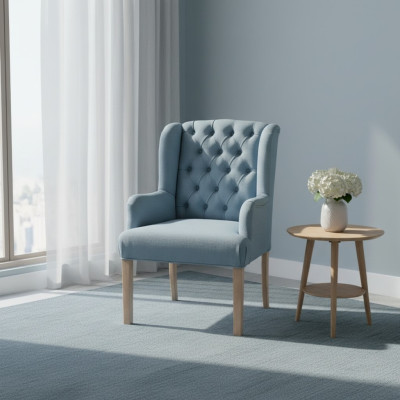 Chesterfield Light Blue Krzesła Stylowy Fotel Meble Hotelowe Podkładka Krzesło Zestaw 6 szt.