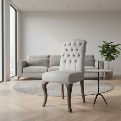 Designerski zestaw krzeseł tapicerowanych Chesterfield x4, luksusowe krzesła tekstylne, 4 sztuki