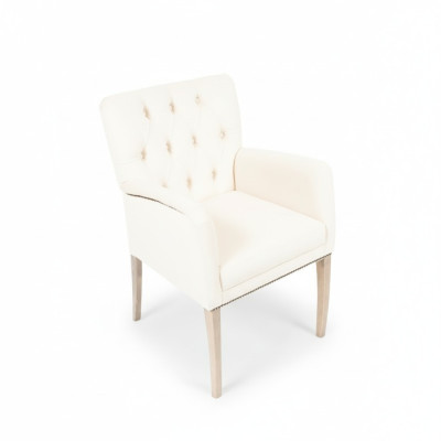 White Chesterfield Siedziba -Ustaw jadalnia Grupa Krzesła x4 Fotele Fotel