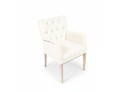 White Chesterfield Siedziba -Ustaw jadalnia Grupa Krzesła x4 Fotele Fotel