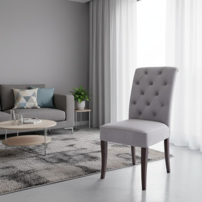 Ekskluzywna Szara Chesterfield Krzesło Luksusowa Jednoosobowa Designerska jadalnia Krzesła