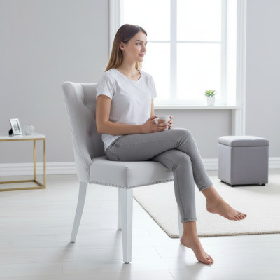 Projektant Szary Krzesła Chesterfield Design Podkładka Krzesło -Ustaw Zestaw 4 szt