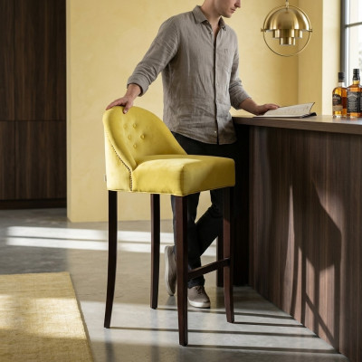Hokery barowe Krzesło barowe Aksamit Materiał Design Krzesła barowe Bar Stołek zestaw 4 blatów