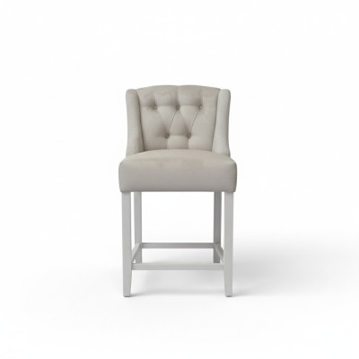 Jasnoszary, designerski stołek barowy Chesterfield, luksusowy, jednoosobowy fotel