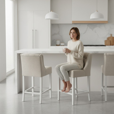 Hokery barowe Krzesło barowe Aksamit Materiał Design Krzesła barowe Bar Stołek zestaw 2 blatów