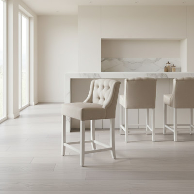Beżowe stołki barowe Krzesła barowe Zestaw 10 krzeseł barowych Material Design Chesterfield Krzesła