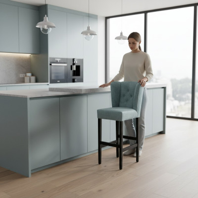 Stołek barowy Krzesła barowe Zestaw 6 materiałowych designerskich krzeseł barowych Bar Stołek Aksamit Krzesła