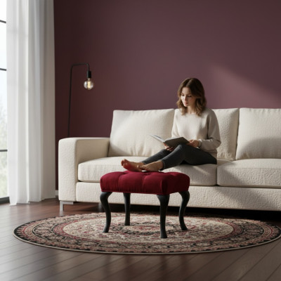 Stołek Roma Designer Luxury Stołek Podkładka Siedziba Włókienniczy Relaks Sofa Boczna Nowość