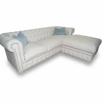 Sofa Aksamit Narożnikowa kanapa Chesterfield Włókienniczy Materiał Narożnik Podkładka Couch Zestaw narożny