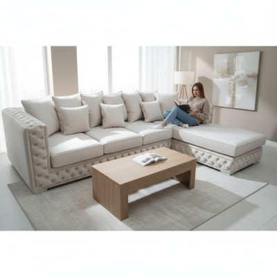 Chesterfield Design Sofa Corner Couch Podkładka Siedziba Zestaw narożny Modern Włókienniczy