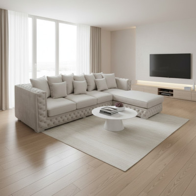 Chesterfield Design Sofa Corner Couch Podkładka Siedziba Zestaw narożny Modern Włókienniczy