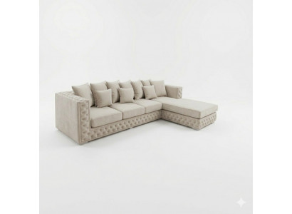 Chesterfield Design Sofa Corner Couch Podkładka Siedziba Zestaw narożny Modern Włókienniczy