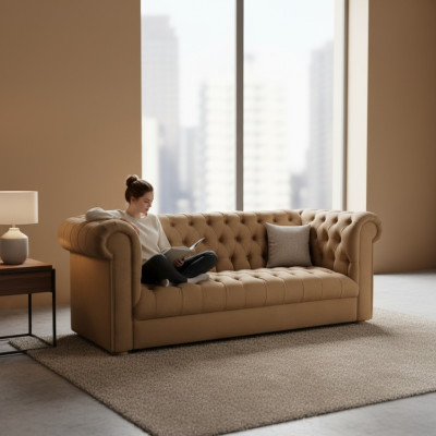 Kanapa trzyosobowa Podkładka Sofa Chesterfield Projekt Skóra Sofy Kanapy