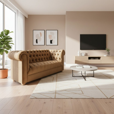 Kanapa trzyosobowa Podkładka Sofa Chesterfield Projekt Skóra Sofy Kanapy