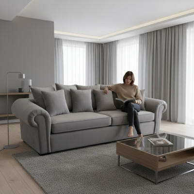 Sofa 3 miejsce do siedzenia Chesterfield Podkładka Sofy klasyczne Trzyosobowe kanapy włókiennicze