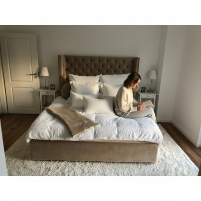 Chesterfield Łóżko Podkładka Double Łóżko Hotelowe Sypialnia 140x200cm Brązowe Nowe