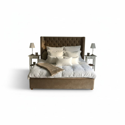 Chesterfield Łóżko Podkładka Double Łóżko Hotelowe Sypialnia 140x200cm Brązowe Nowe