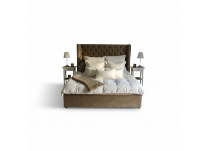 Chesterfield Łóżko Podkładka Double Łóżko Hotelowe Sypialnia 140x200cm Brązowe Nowe