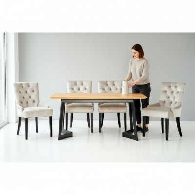 Design jadalnia Tabela + 4 fotele Chesterfield Siedziba Grupa Krzesła