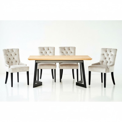 Design jadalnia Tabela + 4 fotele Chesterfield Siedziba Grupa Krzesła
