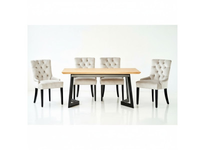 Design jadalnia Tabela + 4 fotele Chesterfield Siedziba Grupa Krzesła