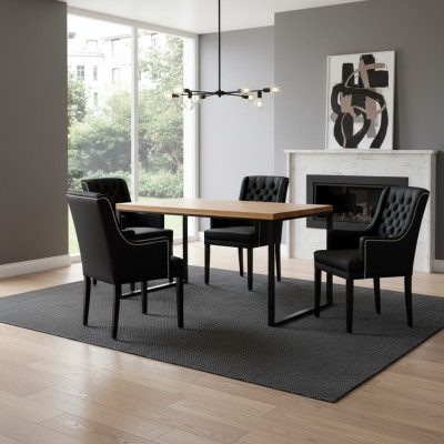 jadalnia Tabela + 4 Chesterfield Krzesła luksusowa jadalnia Grupa 5 szt. ustawić