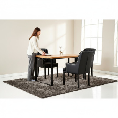 Brązowy metalowy stelaż do jadalni Tabela Designer x6 Krzesła tapicerowane Chesterfield 7 sztuk. ustawić