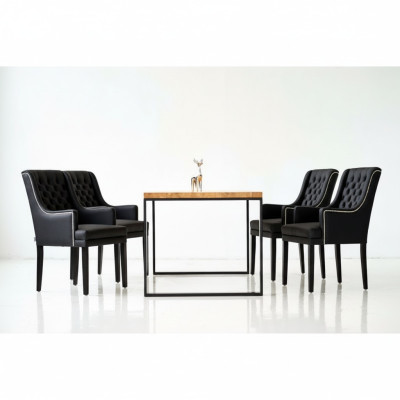 Brązowy metalowy stelaż do jadalni Tabela Designer x6 Krzesła tapicerowane Chesterfield 7 sztuk. ustawić