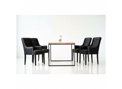 Brązowy metalowy stelaż do jadalni Tabela Designer x6 Krzesła tapicerowane Chesterfield 7 sztuk. ustawić