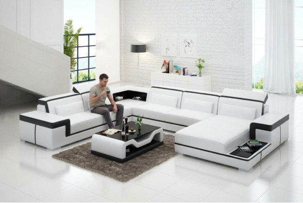 Narożnikowa kanapa Żywy krajobraz Sofa U Shape Podkładka Couchen Skóra Design Illuminated Couch