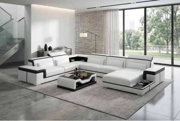 Narożnikowa kanapa Żywy krajobraz Sofa U Shape Podkładka Couchen Skóra Design Illuminated Couch